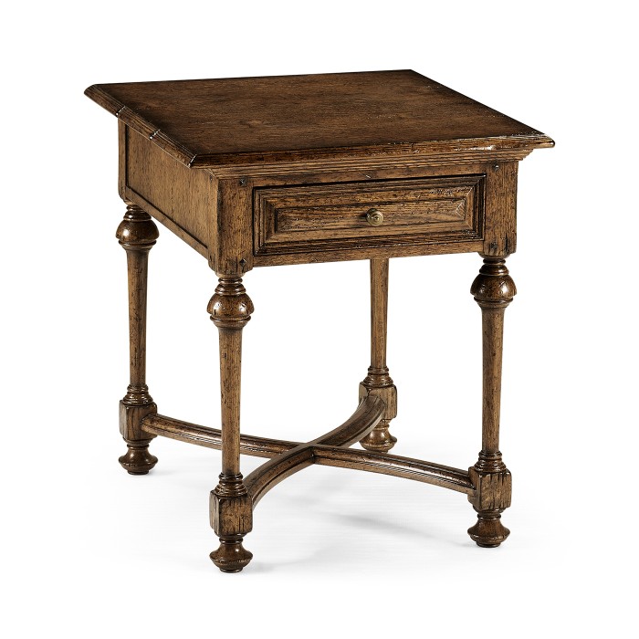 Elizabethan Style Dark Oak Square Side Table