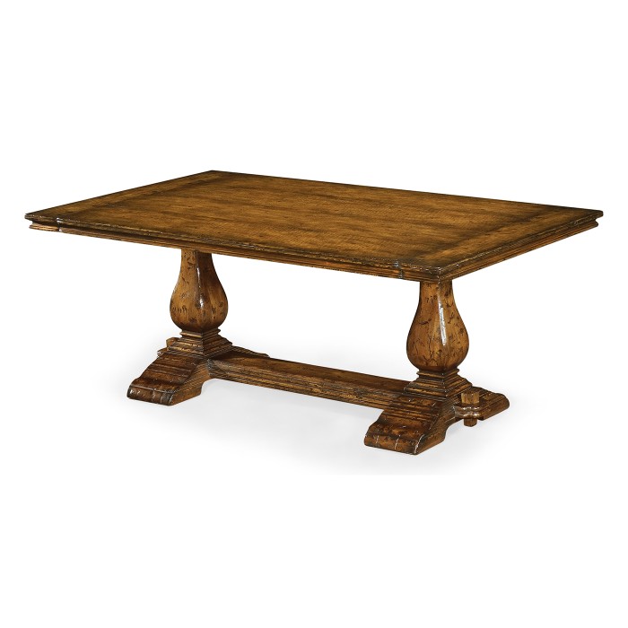Figured Walnut Refectory Style Coffee Table