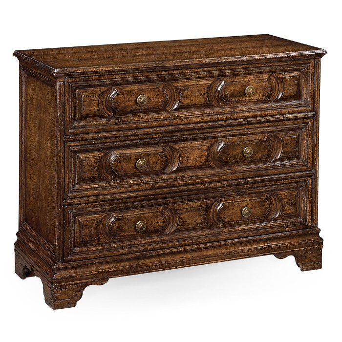 Tudor style walnut chest of three drawers