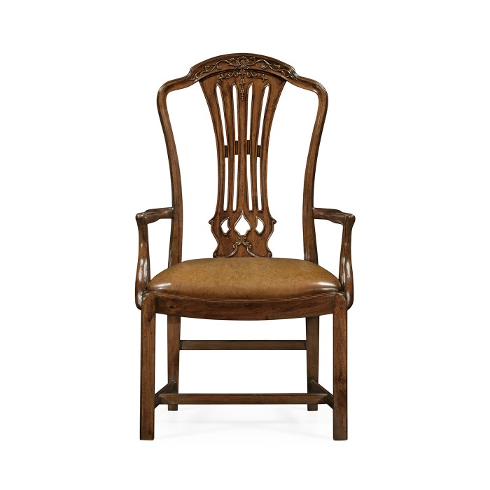 Mahogany Pierced Splat Back Arm Chair