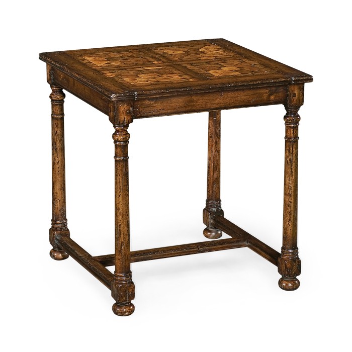Walnut Square Oyster Parquet Side Table