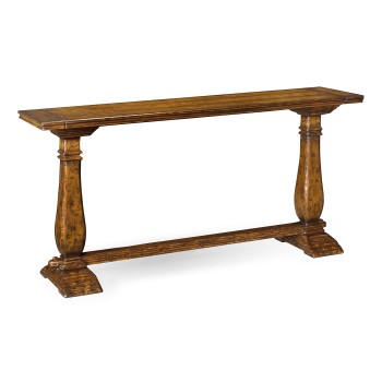 Large Figured Walnut Narrow Refectory Console
