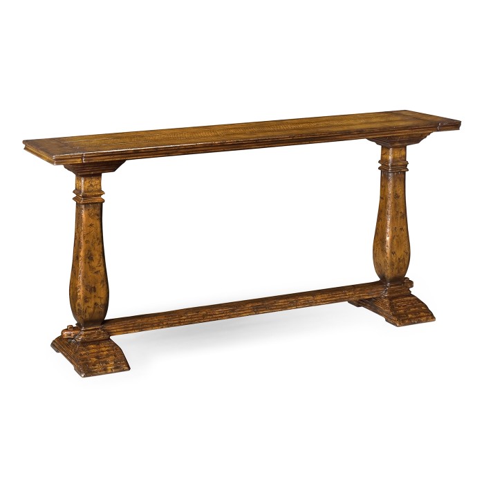 Large Figured Walnut Narrow Refectory Console