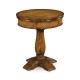 Walnut round side table with drawer