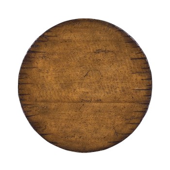 Walnut round lamp table heavy distress