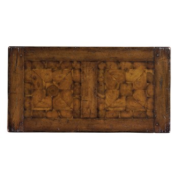 Rectangular oyster parquet side table