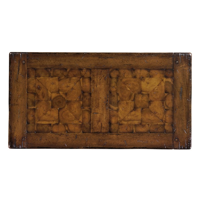 Rectangular oyster parquet side table