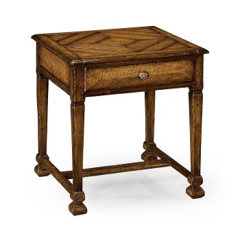 Square figured walnut side table