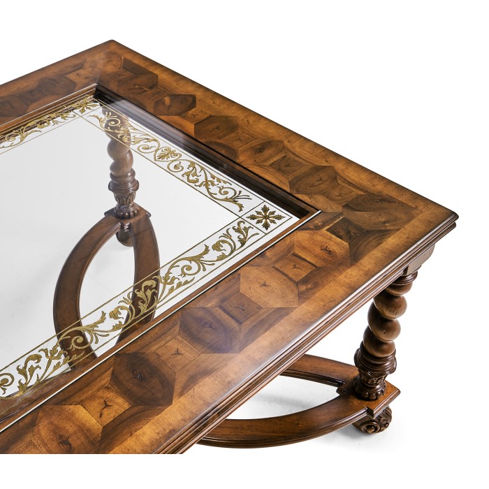 Rectangular oyster & églomisé coffee table
