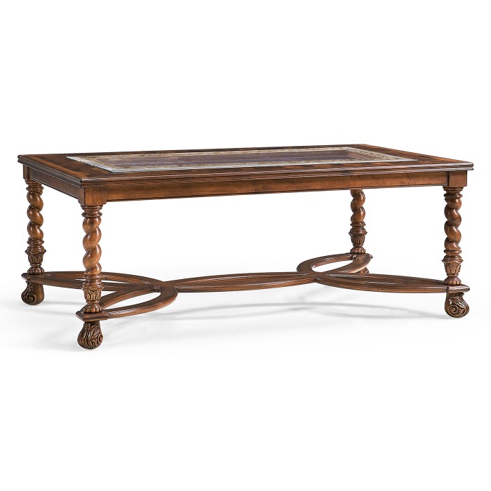 Rectangular oyster & églomisé coffee table