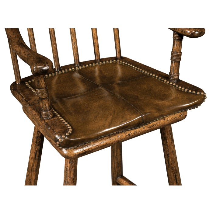 Rustic Dark Oak Arm Bar Stool