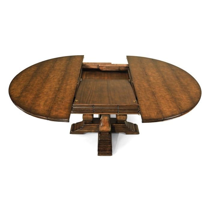 Country Walnut Round Extending Dining Table 48