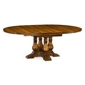 Country Walnut Round Extending Dining Table 48