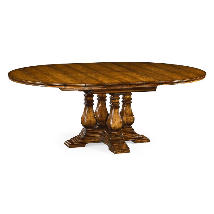 Country Walnut Round Extending Dining Table 48