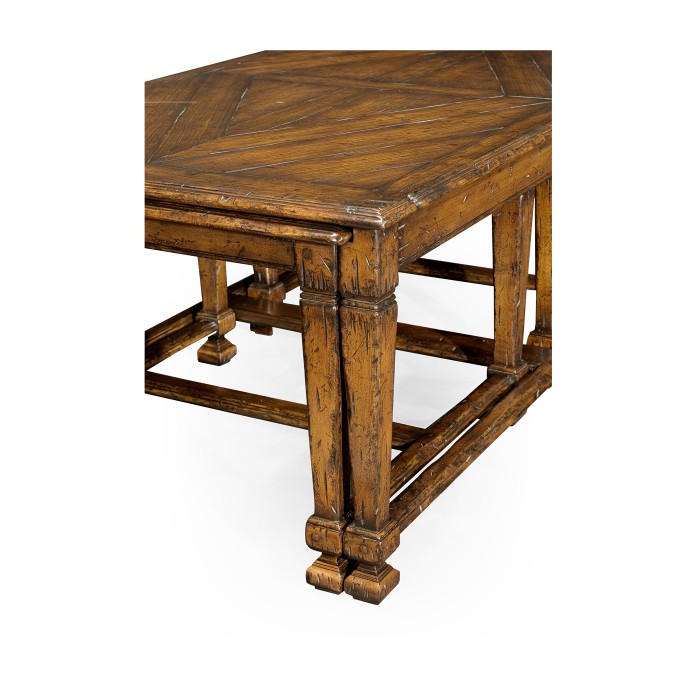 Rustic walnut nesting coffee table