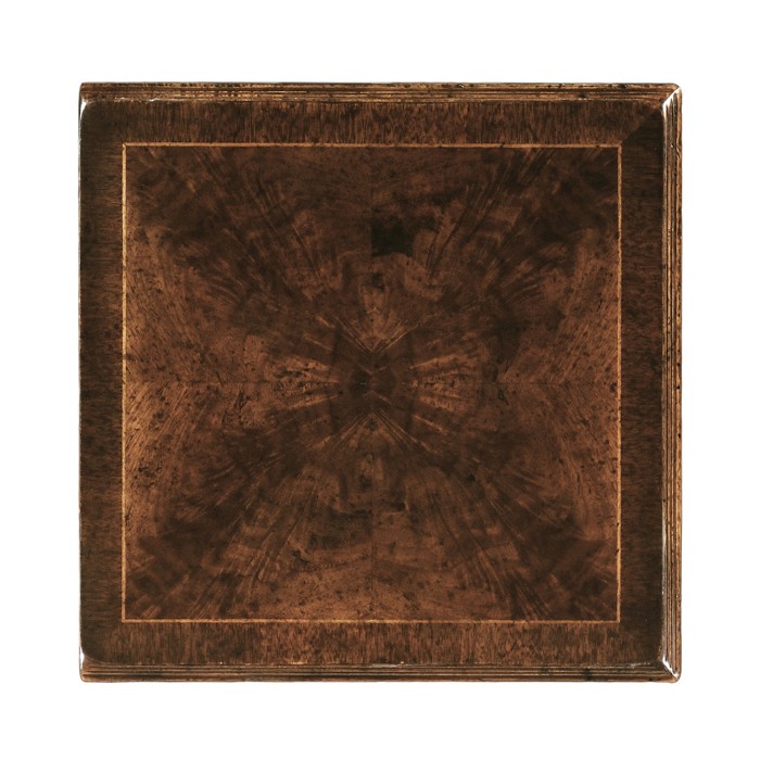 Dark crotch walnut square lamp table