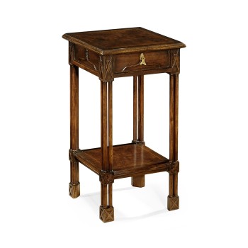 Dark crotch walnut square lamp table
