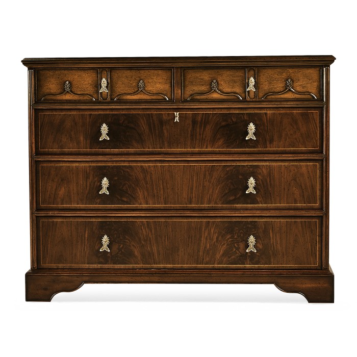 Chippendale gothic large chest of five drawers