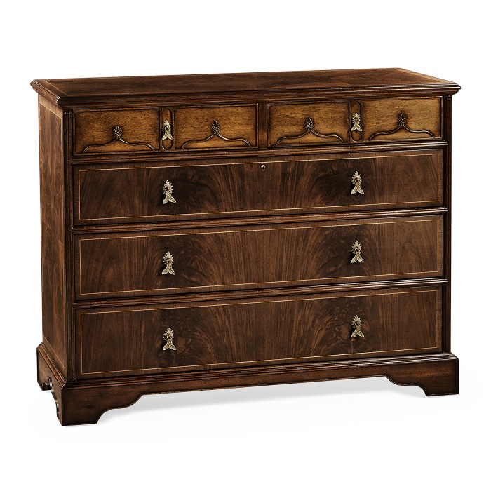 Chippendale gothic large chest of five drawers
