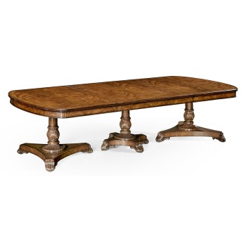 Triple Walnut Pedestal Dining Table 116