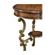 Crotch walnut round table on brass base