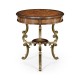 Crotch walnut round table on brass base