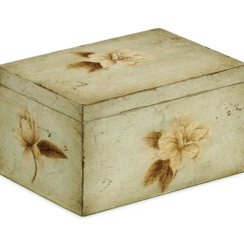 Drinks Coasters Box with Painted Floral Design