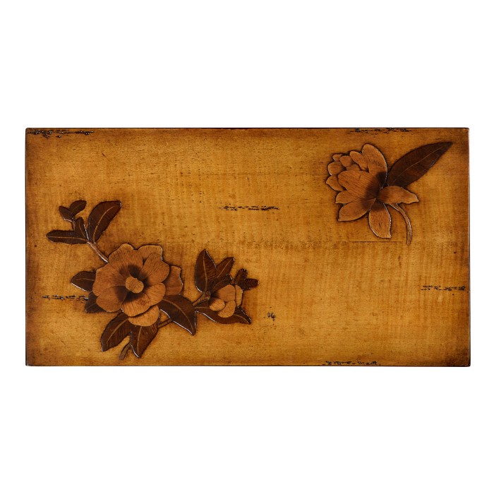 Walnut Raised Floral Rectangular Box