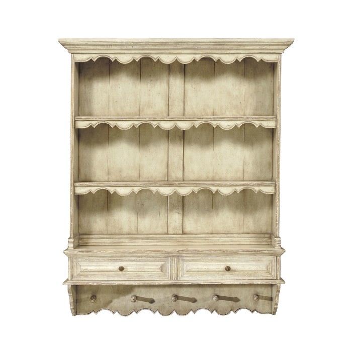 White painted hanging shelves