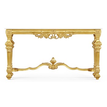 Marble Topped Baroque Gilded Console