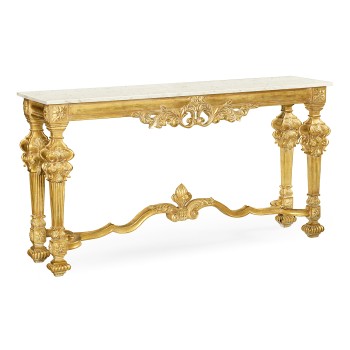 Marble Topped Baroque Gilded Console