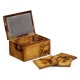 Walnut Raised Floral Drinks Coasters Box