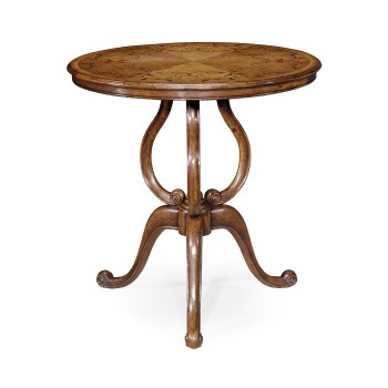 Walnut lamp table with satinwood inlaid top