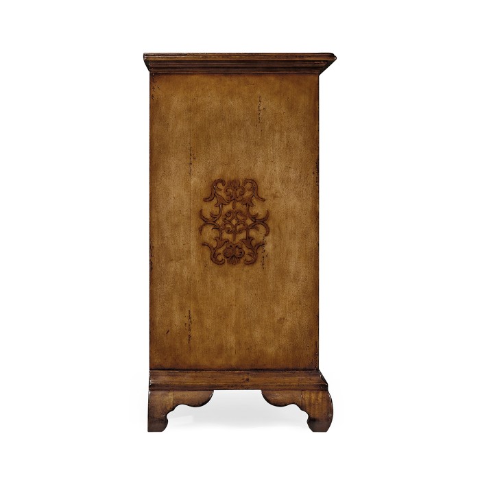 Walnut raised arabesques chest of drawers