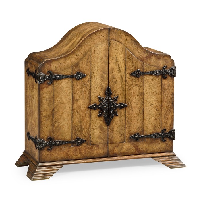 Walnut with heavily patinated brass fittings humidor