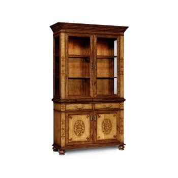 Raised veneer glazed cabinet with cupboards