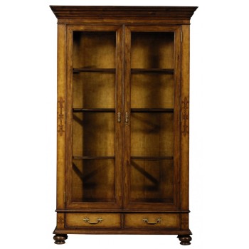 Raised veneer full length glazed cabinet with drawers