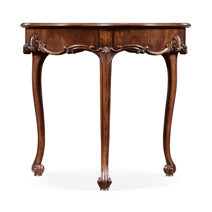 Mahogany Three Legged Round Side Table Scallop Shells