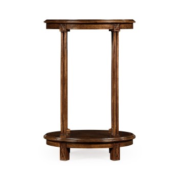 Dark walnut oval lamp table