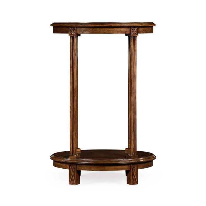 Dark walnut oval lamp table