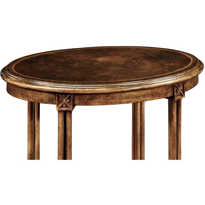 Dark walnut oval lamp table