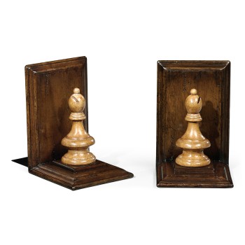 Pair of Bishop Walnut Chess Piece Bookends