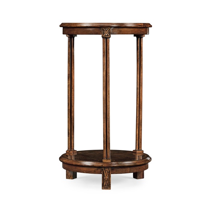 Dark walnut round lamp table