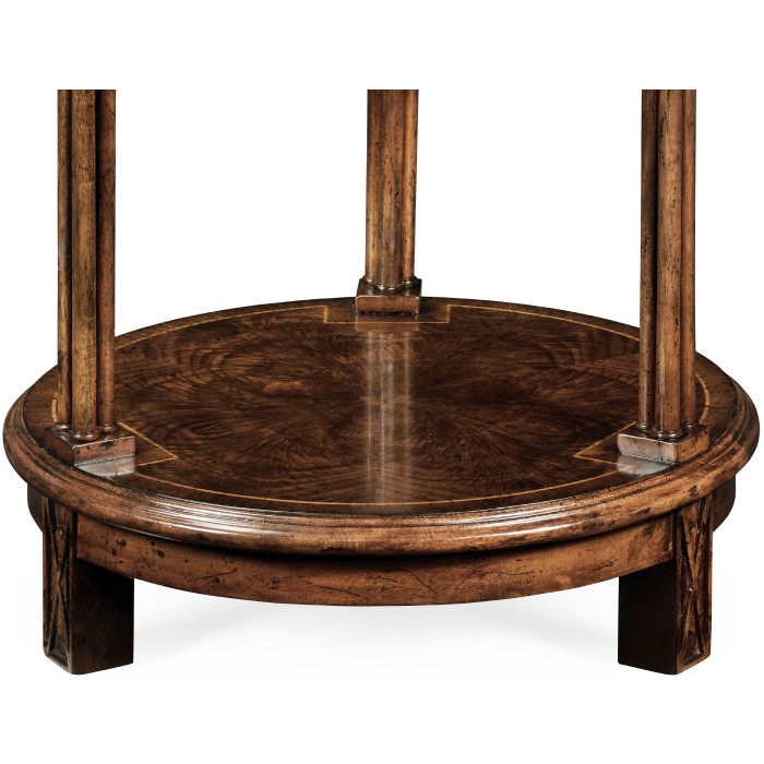 Dark walnut round lamp table