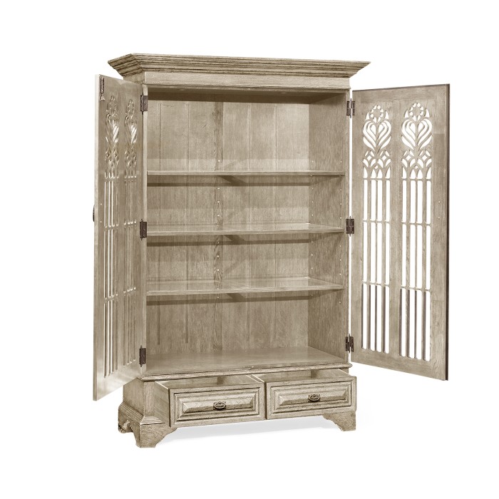 Gothic Grey Oak Display Cabinet