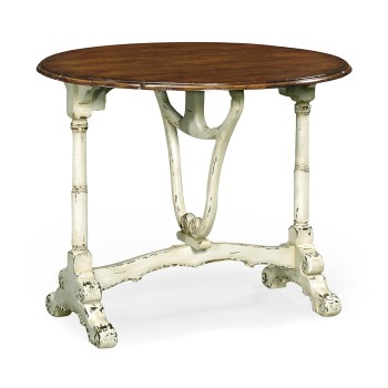 White rub-through drop-leaf table