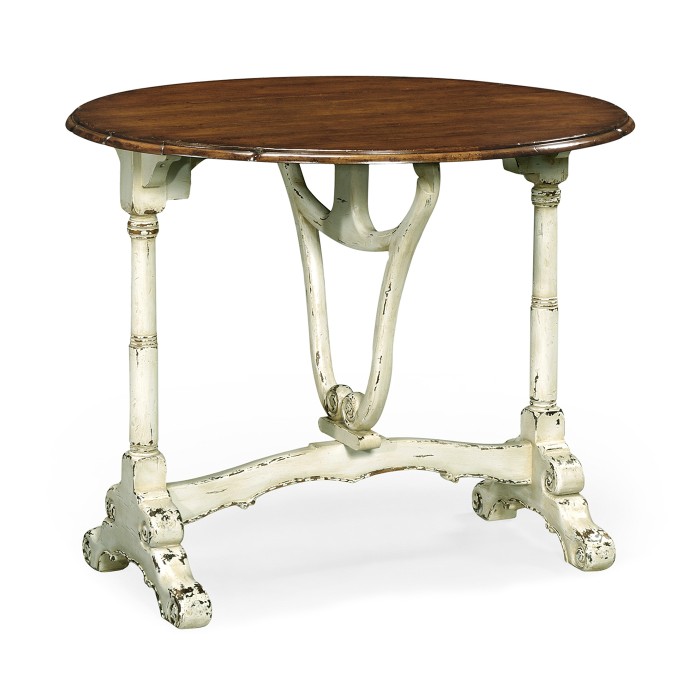 White rub-through drop-leaf table