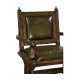 Dark Oak Arm Chair with Medium English Library Green Leather