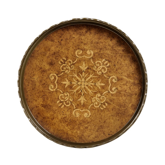 Small Circular Seaweed Marquetry Tray