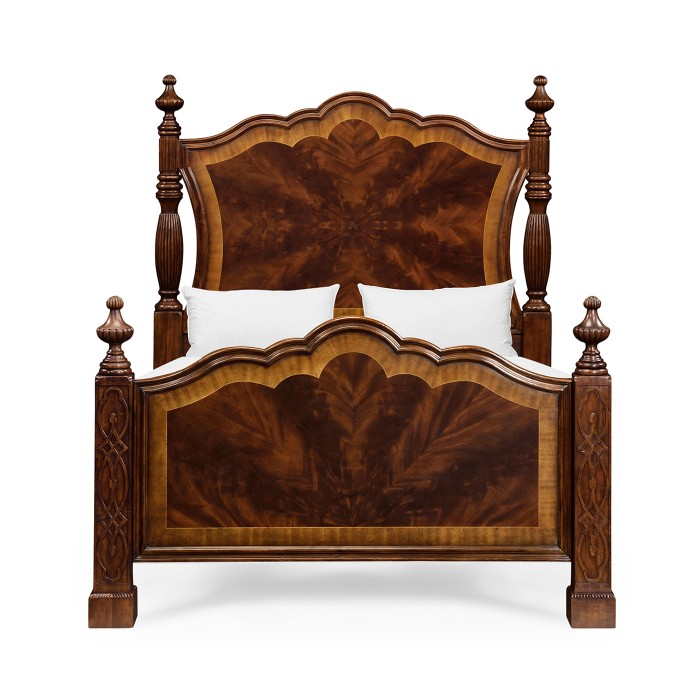 Four Poster Mahogany UK Queen Bed